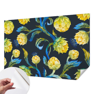 Peel and stick wall mural for kids' room featuring a playful plant-themed illustration