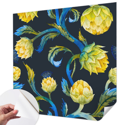 Peel and stick wall mural for kids' room featuring a playful plant-themed illustration