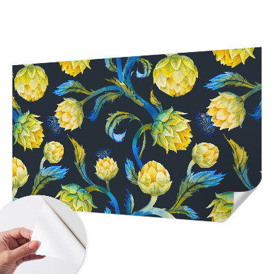 Peel and stick wall mural for kids' room featuring a playful plant-themed illustration