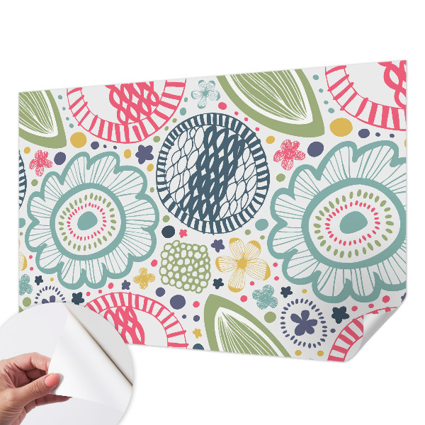 3D wall mural with floral patterns
