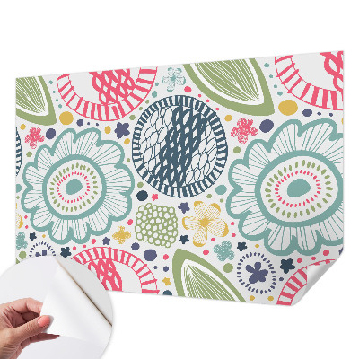 3D wall mural with floral patterns