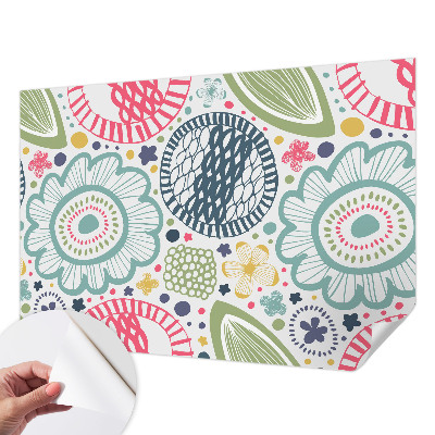 3D wall mural with floral patterns