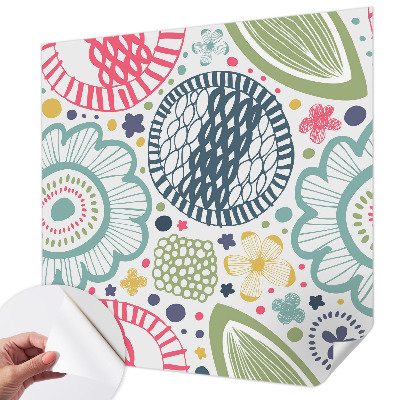 3D wall mural with floral patterns
