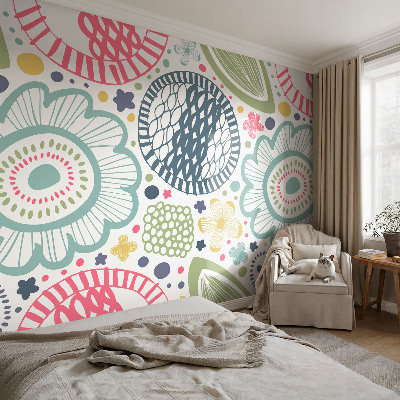3D wall mural with floral patterns