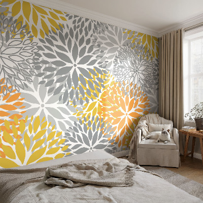 Nursery wall mural with a floral energy motif
