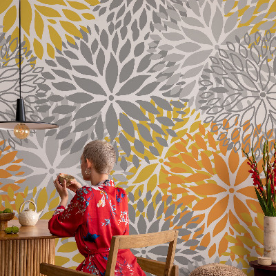 Nursery wall mural with a floral energy motif