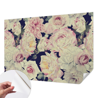 Baby room wall mural with a flower bouquet design