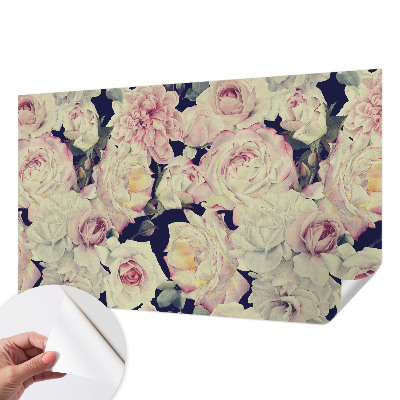 Baby room wall mural with a flower bouquet design