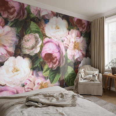 Children's wall mural with a floral design inspired by elegant blooms