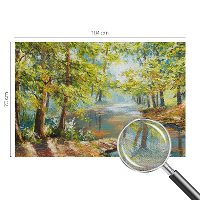Peel and stick wallpaper mural with an idyllic lake scene