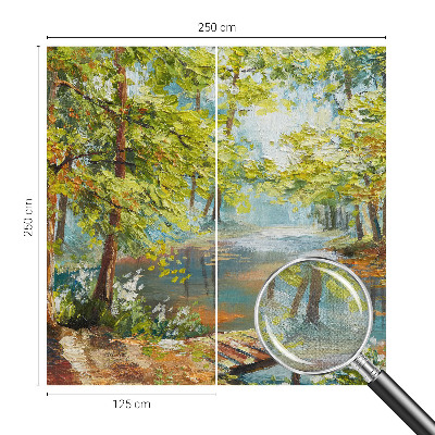 Peel and stick wallpaper mural with an idyllic lake scene