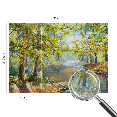 Peel and stick wallpaper mural with an idyllic lake scene