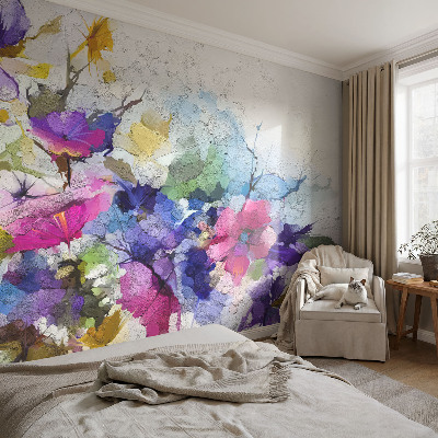 Self-adhesive photo wallpaper with an abstract floral design