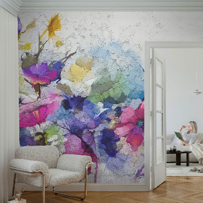 Self-adhesive photo wallpaper with an abstract floral design