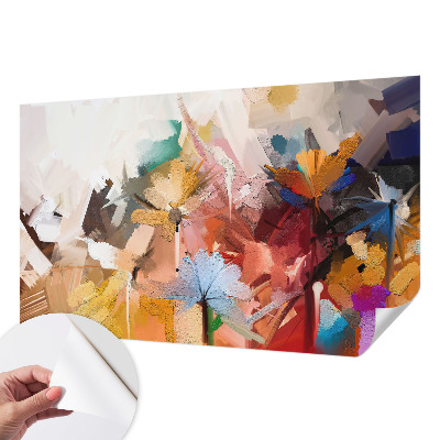 Removable wall mural wallpaper with an abstract floral design