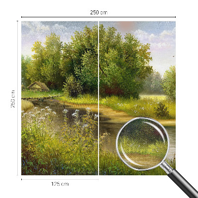 Removable wall mural featuring a rural landscape