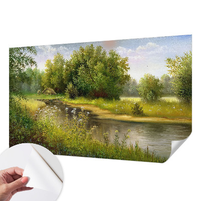 Removable wall mural featuring a rural landscape