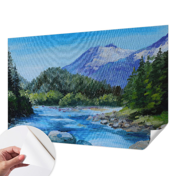 3D photo wallpaper mural with a mountain scenery design