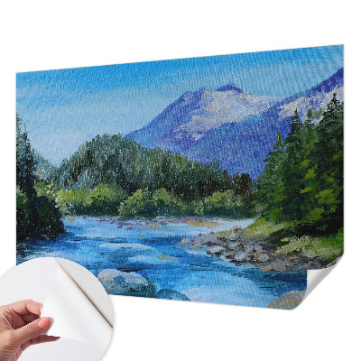 3D photo wallpaper mural with a mountain scenery design