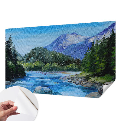 3D photo wallpaper mural with a mountain scenery design