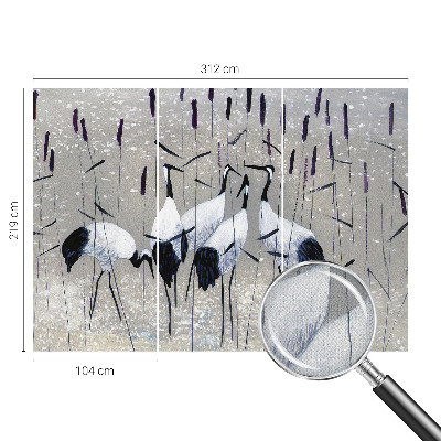3D wall mural with a harmonious crane motif