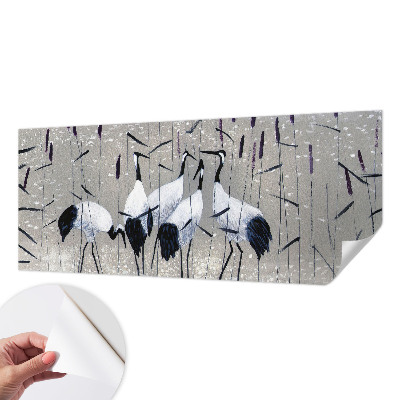 3D wall mural with a harmonious crane motif