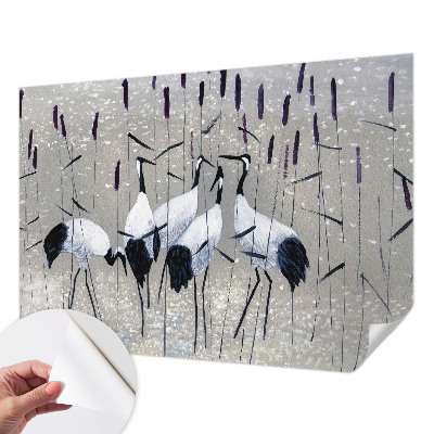 3D wall mural with a harmonious crane motif