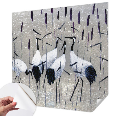 3D wall mural with a harmonious crane motif