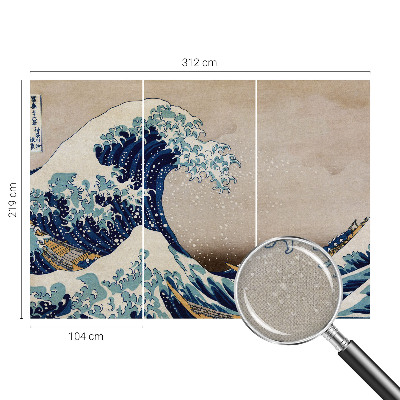 3D photo wallpaper mural with a dramatic wave design