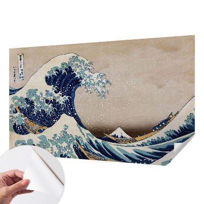 3D photo wallpaper mural with a dramatic wave design