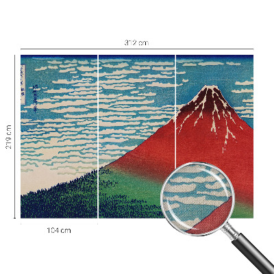 Peel and stick wall mural with a red mountain design