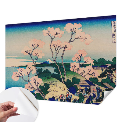 Children's wall mural with cherry blossom motif