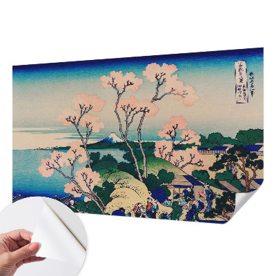 Children's wall mural with cherry blossom motif