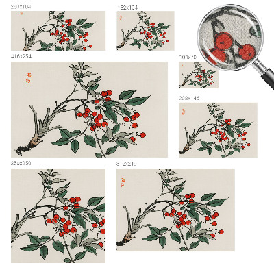 Self-adhesive photo wallpaper with a sprig of berries motif