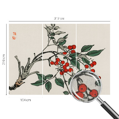 Self-adhesive photo wallpaper with a sprig of berries motif