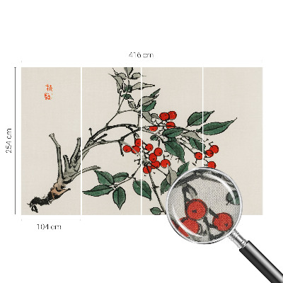 Self-adhesive photo wallpaper with a sprig of berries motif