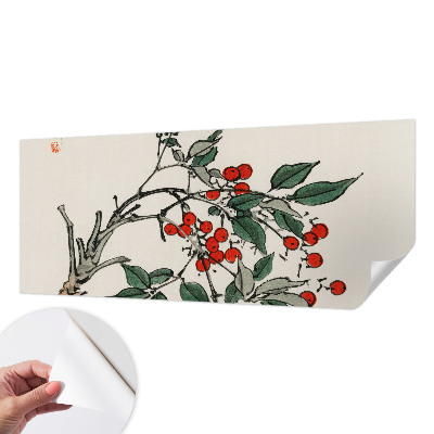 Self-adhesive photo wallpaper with a sprig of berries motif