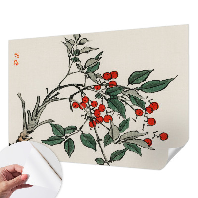 Self-adhesive photo wallpaper with a sprig of berries motif