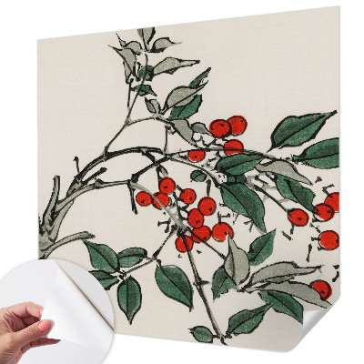 Self-adhesive photo wallpaper with a sprig of berries motif
