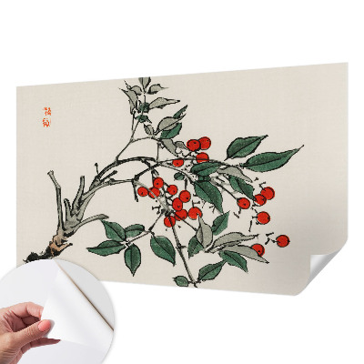 Self-adhesive photo wallpaper with a sprig of berries motif