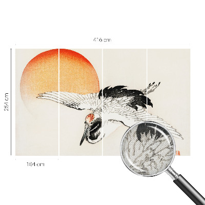 Nursery wall mural with an elegant crane design