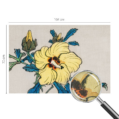 Peel and stick wall mural for living room with a yellow flower motif