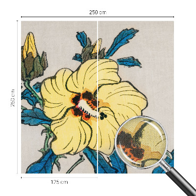 Peel and stick wall mural for living room Yellow flower