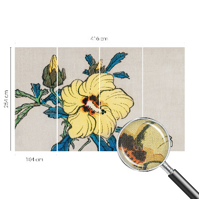 Peel and stick wall mural for living room Yellow flower