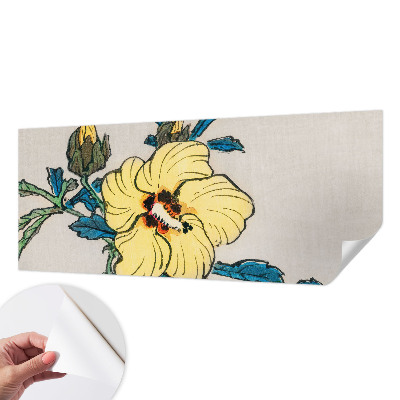 Peel and stick wall mural for living room with a yellow flower motif