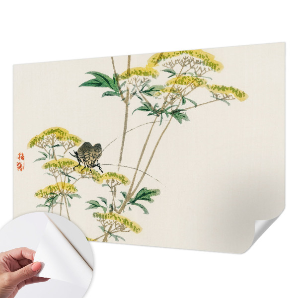 Peel and stick wall mural for bedroom with a floral nature motif
