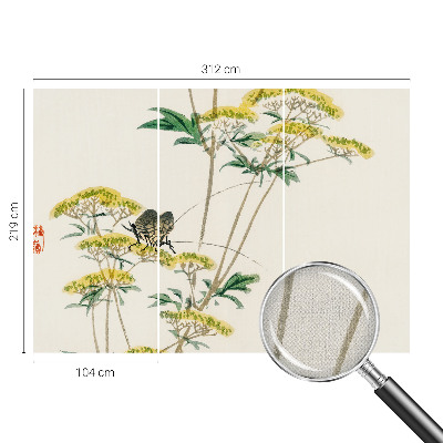 Peel and stick wall mural for bedroom with a floral nature motif