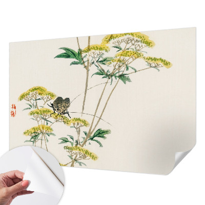 Peel and stick wall mural for bedroom with a floral nature motif