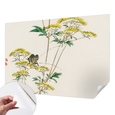 Peel and stick wall mural for bedroom with a floral nature motif