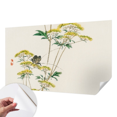 Peel and stick wall mural for bedroom with a floral nature motif